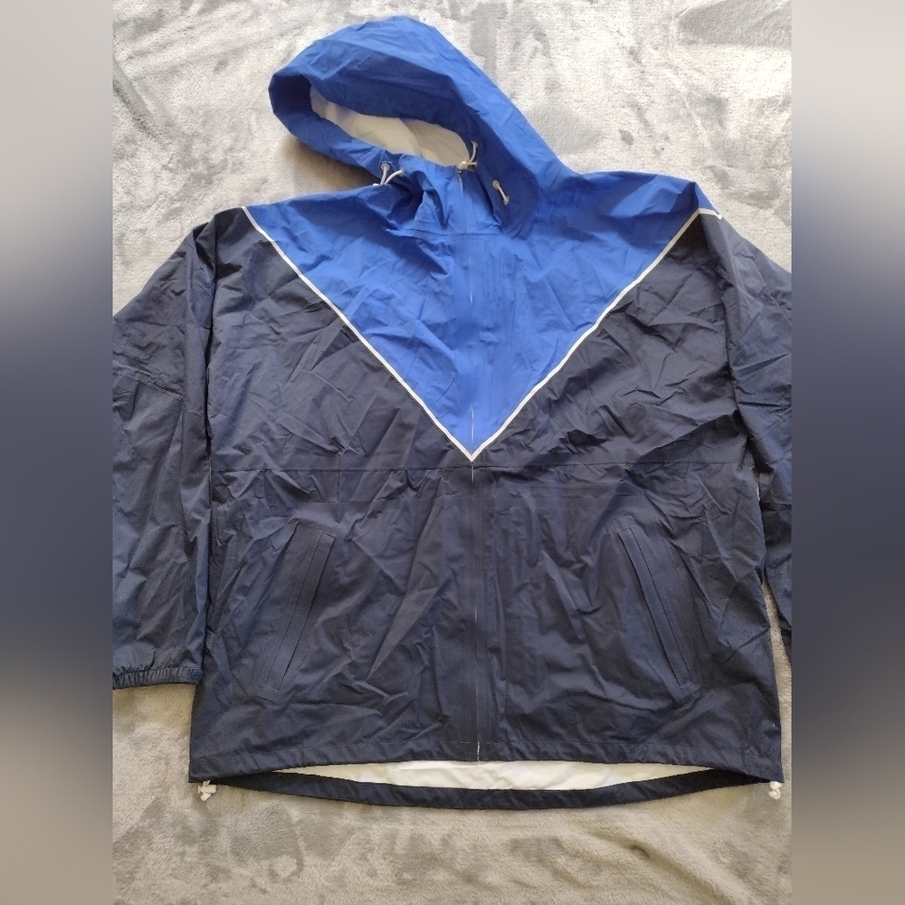 TORY BURCH SPORT Color Block Running Jacket, Cobalt Navy Blue, Size Large